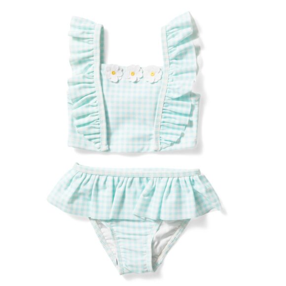 LITTLE ME Infant Girls Two-piece Daisy Gingham Swimsuit Set